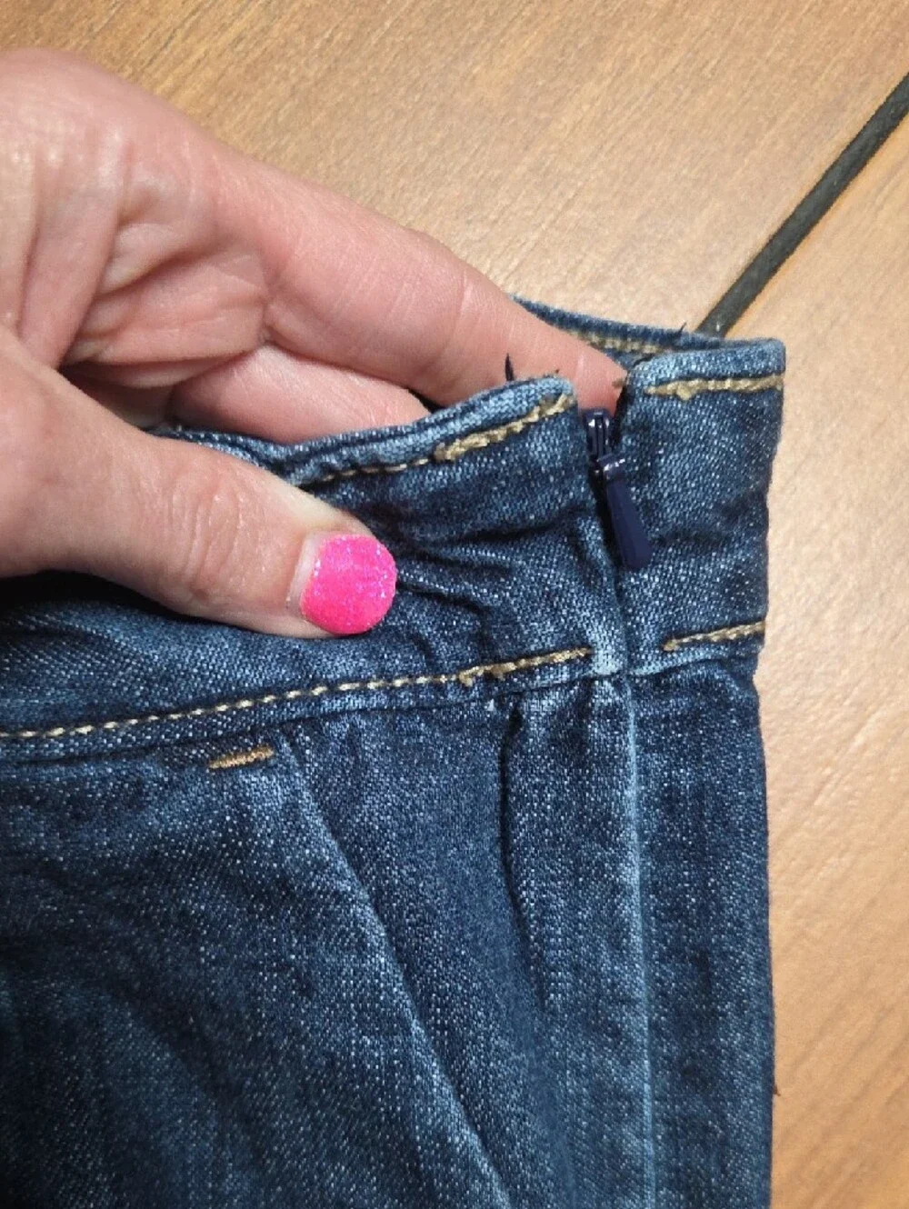 Old Navy Dark Blue Denim Pleated Mini Skirt